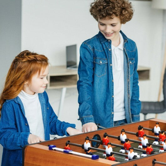 Space Saving Table Football with Durable Handle and 2 Footballs - Color: Brown