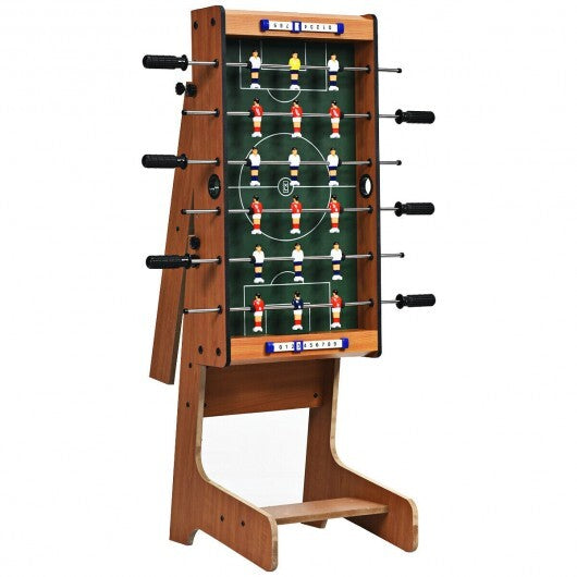 Space Saving Table Football with Durable Handle and 2 Footballs - Color: Brown