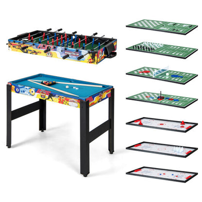 12-in-1 Combo Game Table Set with Foosball Air Hockey Pool Chess and Ping Pong - Color: Multicolor