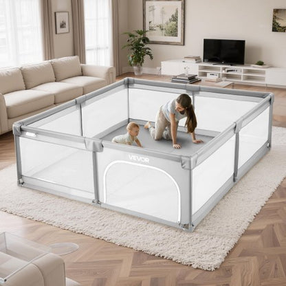 Baby Playpen, 78.7 x 58.7 Large Toddlers Playpen, Indoor/Outdoor Baby Fence Play Yard with 50 Ocean Balls, Zippered Door & Breathable Mesh, No-Gap Safety Activity Center for Babies Toddlers