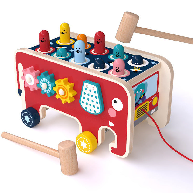 Wooden Pounding Bench Animal Bus Toy