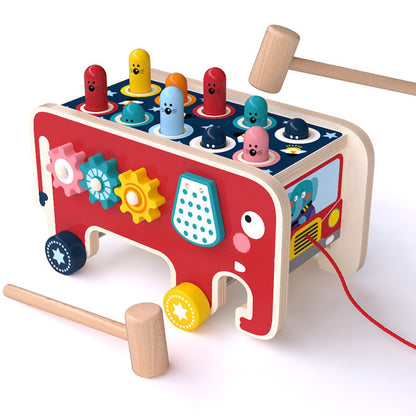 Wooden Pounding Bench Animal Bus Toy