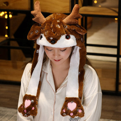 Movable Santa Snowman Elk Christmas Hat