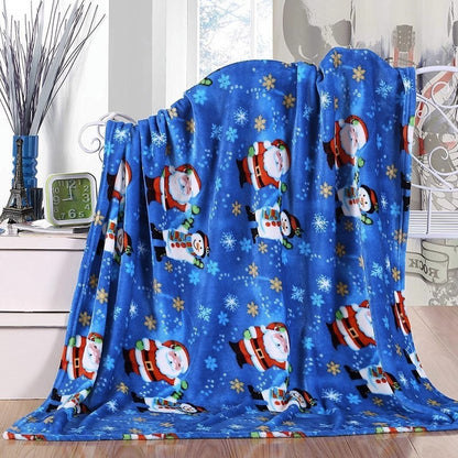Christmas Elk Snowman Santa Flannel Blanket