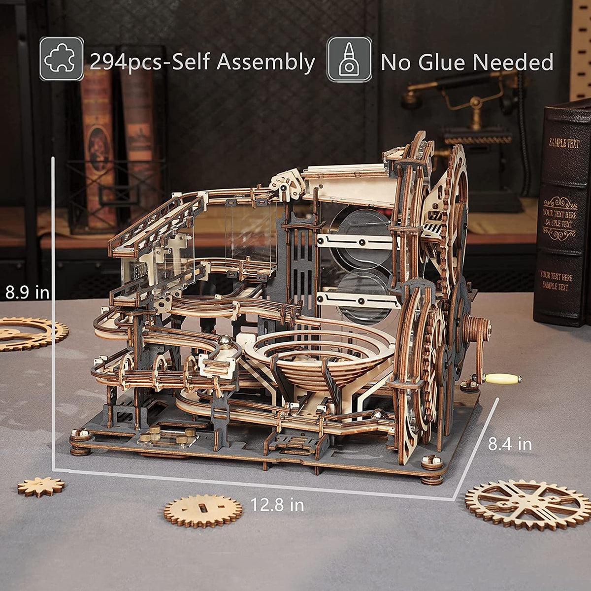 Robotime ROKR Marble Night City 3D Wooden Puzzle Games Assembly Waterwheel Model Toys