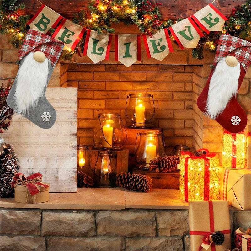 Christmas Stockings Hanging Gift Bag Decor