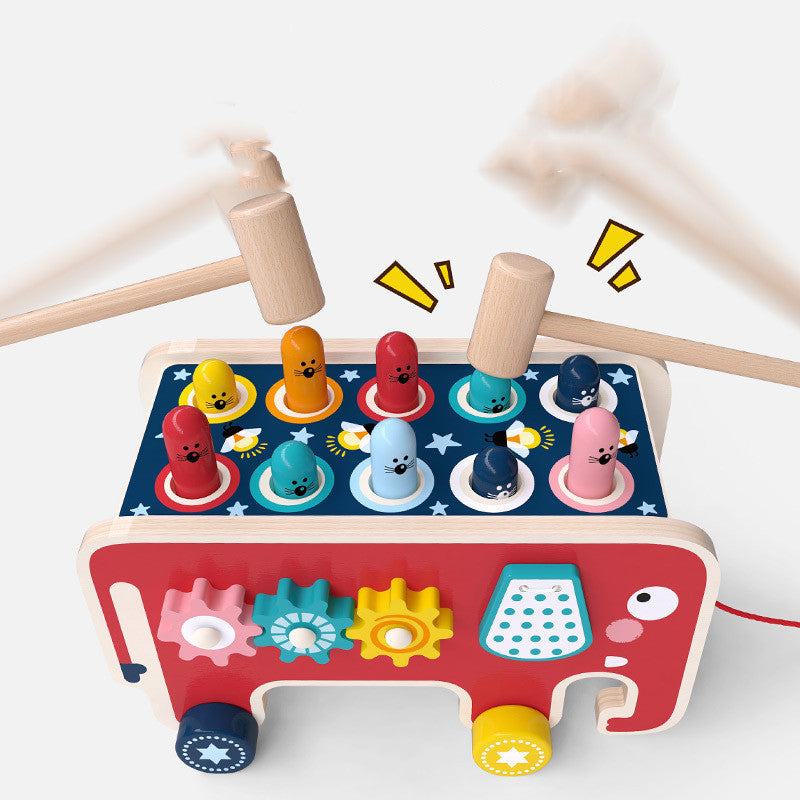 Wooden Pounding Bench Animal Bus Toy