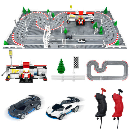 1:87 Slot Car Race Set, 2 Tracks, 2 Cars & Speed Controllers