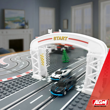 1:87 Slot Car Race Set, 2 Tracks, 2 Cars & Speed Controllers