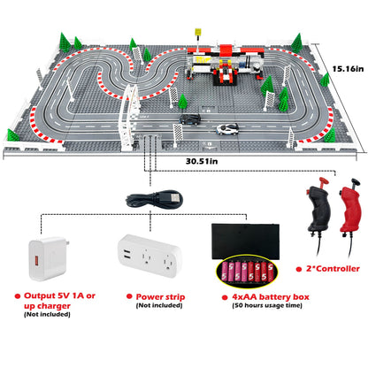 1:87 Slot Car Race Set, 2 Tracks, 2 Cars & Speed Controllers