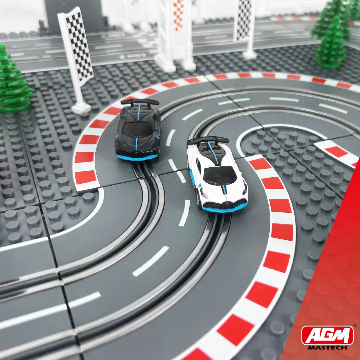 1:87 Slot Car Race Set, 2 Tracks, 2 Cars & Speed Controllers