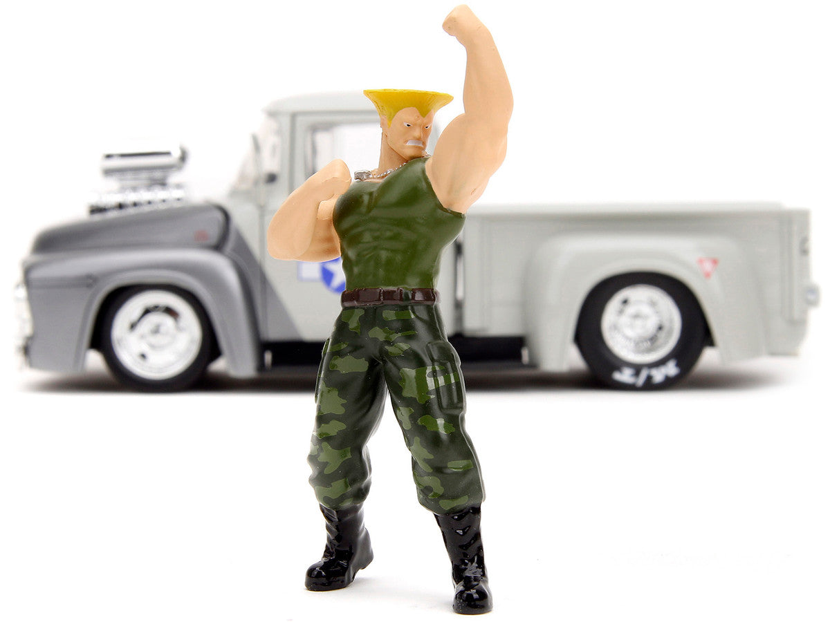 Jada 1956 Ford F-100 Pickup with Guile Figure - Street Fighter Hollywood Rides 1/24 Diecast Model